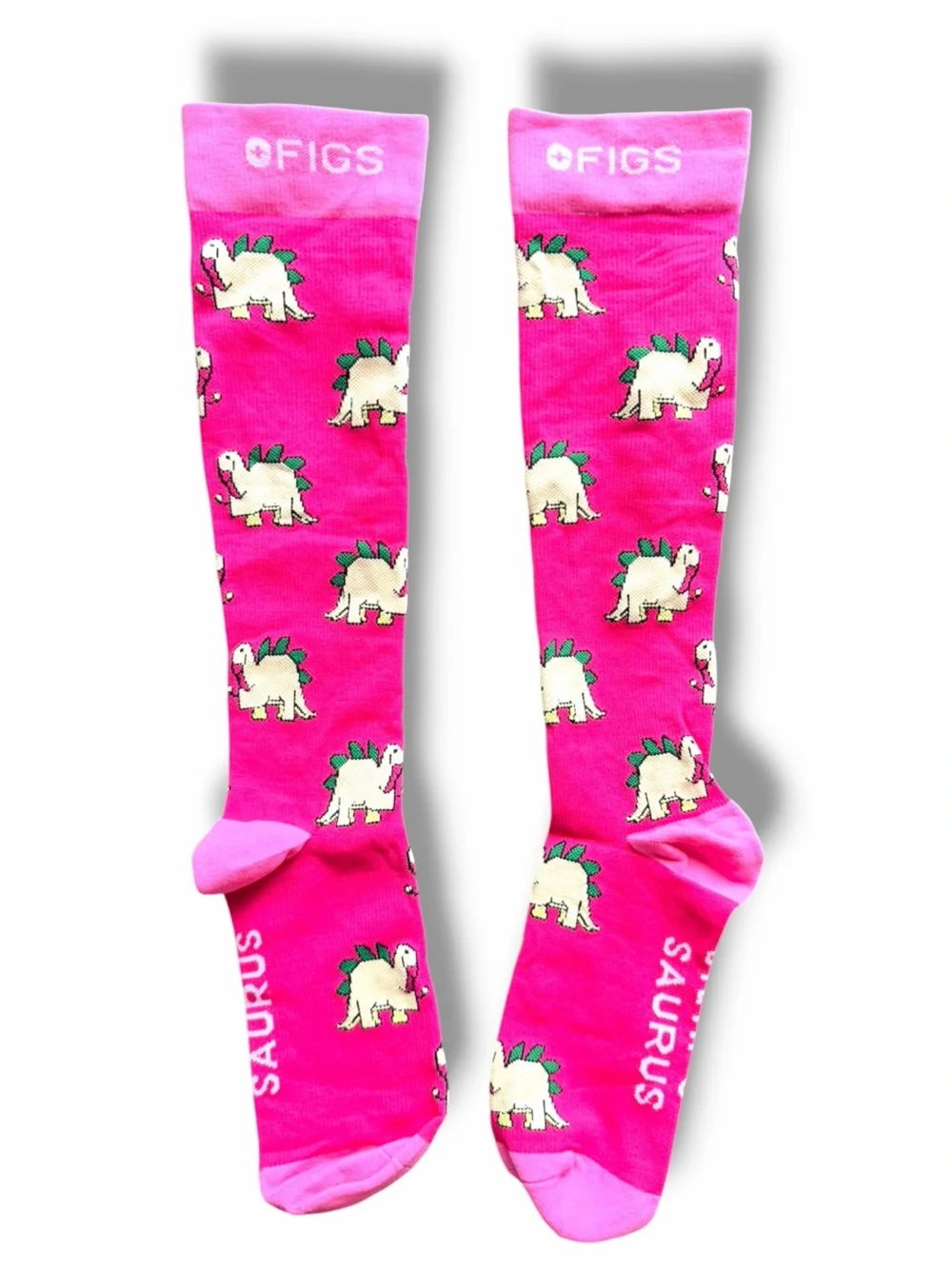FIGS Steth-O-Saurus Pink Compression Socks Nurse Medical Size Small Dinosaur